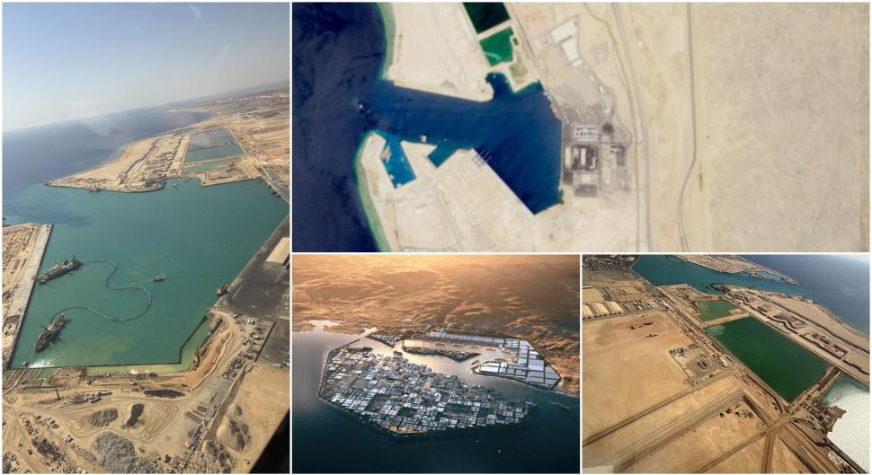 Imagini din satelit arată progrese uriașe la portul Oxagon, locație strategică pentru mega-proiectul NEOM din Arabia Saudită 979633