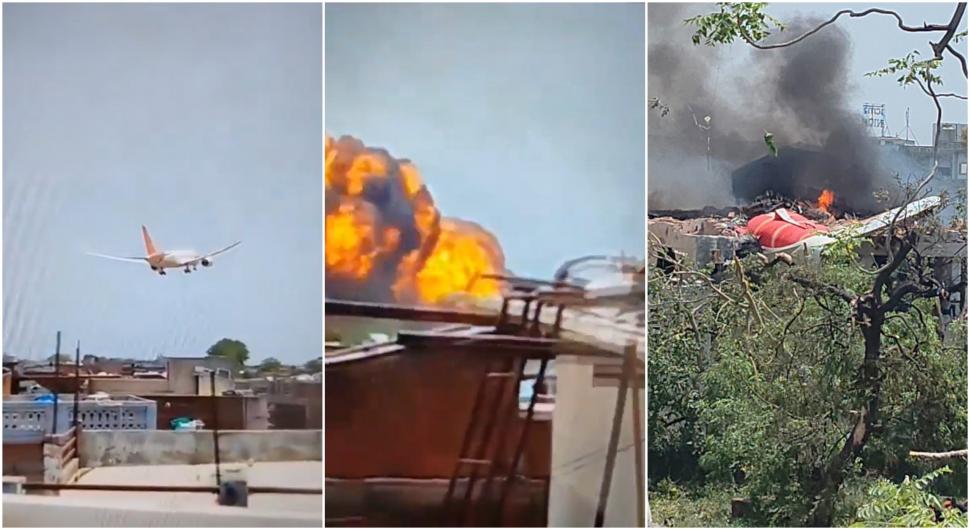 Imagini teribile de la locul tragediei aviatice din India. Motorul și trenul de aterizare ale avionului, înfipte în pereții unui hostel 980193