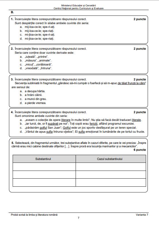Subiectele și baremul la Limba Română, de la Evaluarea Națională 2025, au fost publicate 982897