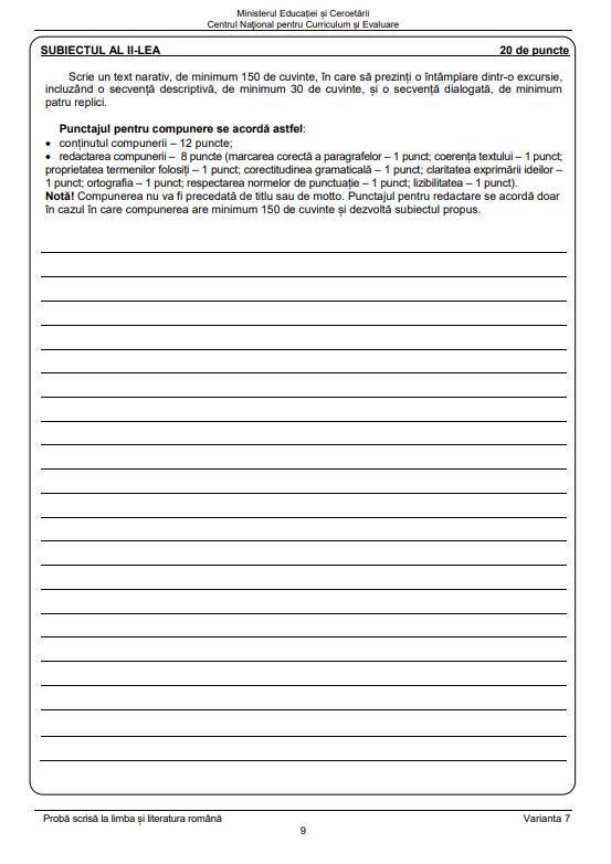 Subiectele și baremul la Limba Română, de la Evaluarea Națională 2025, au fost publicate 982899