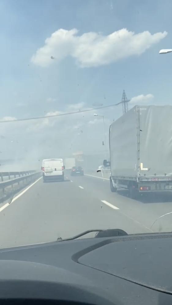 Trafic blocat pe DN1, lângă Ploiești, din cauza unui incendiu de vegetație. Sunt cozi kilometrice de mașini, s-a trimis mesaj Ro-alert 984219