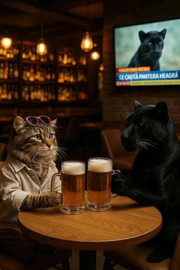 Festival de meme-uri pe internet cu pantera neagră în România: Felina ba mănâncă o șaorma la terasă, ba duce sticle la reciclat 986214