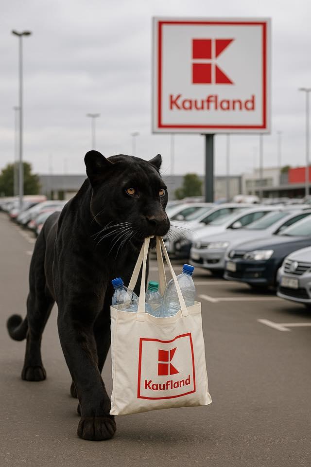 Festival de meme-uri pe internet cu pantera neagră în România: Felina ba mănâncă o șaorma la terasă, ba duce sticle la reciclat 986236