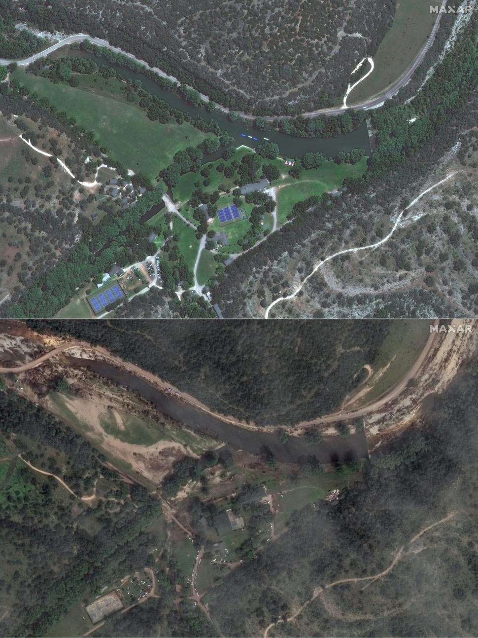 Imagini din satelit. Cum arată din spațiu locul dezastrului din Texas, unde peste 100 de oameni au murit în inundații catastrofale 987800