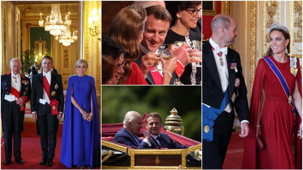 Plimbare cu trăsura, sărutări de mâini, banchet cu ținute strălucitoare. Cum a fost prima zi de vizită a lui Macron în Marea Britanie 987758
