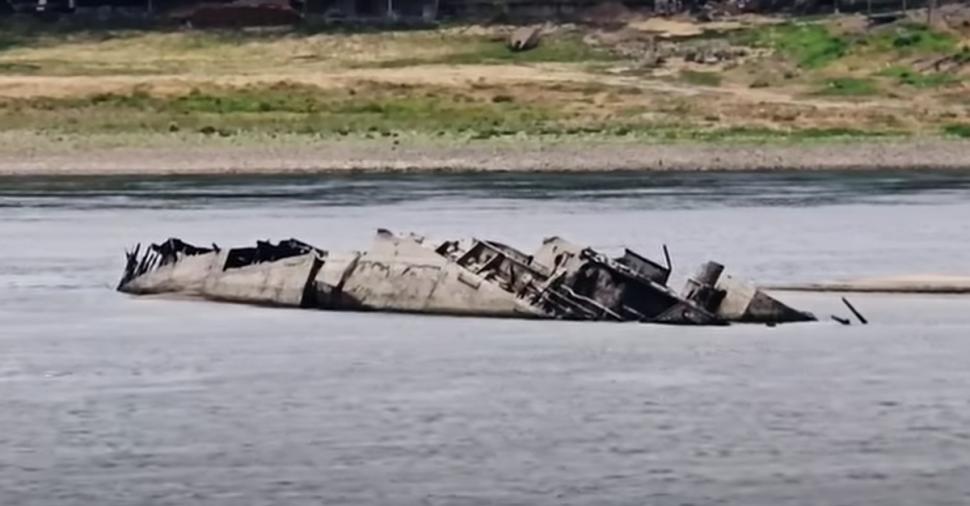 Imagini spectaculoase la Porțile de Fier 2: apa Dunării a scăzut și au ieșit la suprafață epave din Al Doilea Război Mondial 989085