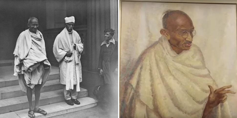 Un portret rar al lui Gandhi, pictat în ulei, s-a vândut la dublul prețului estimat la o licitație din Londra 990582