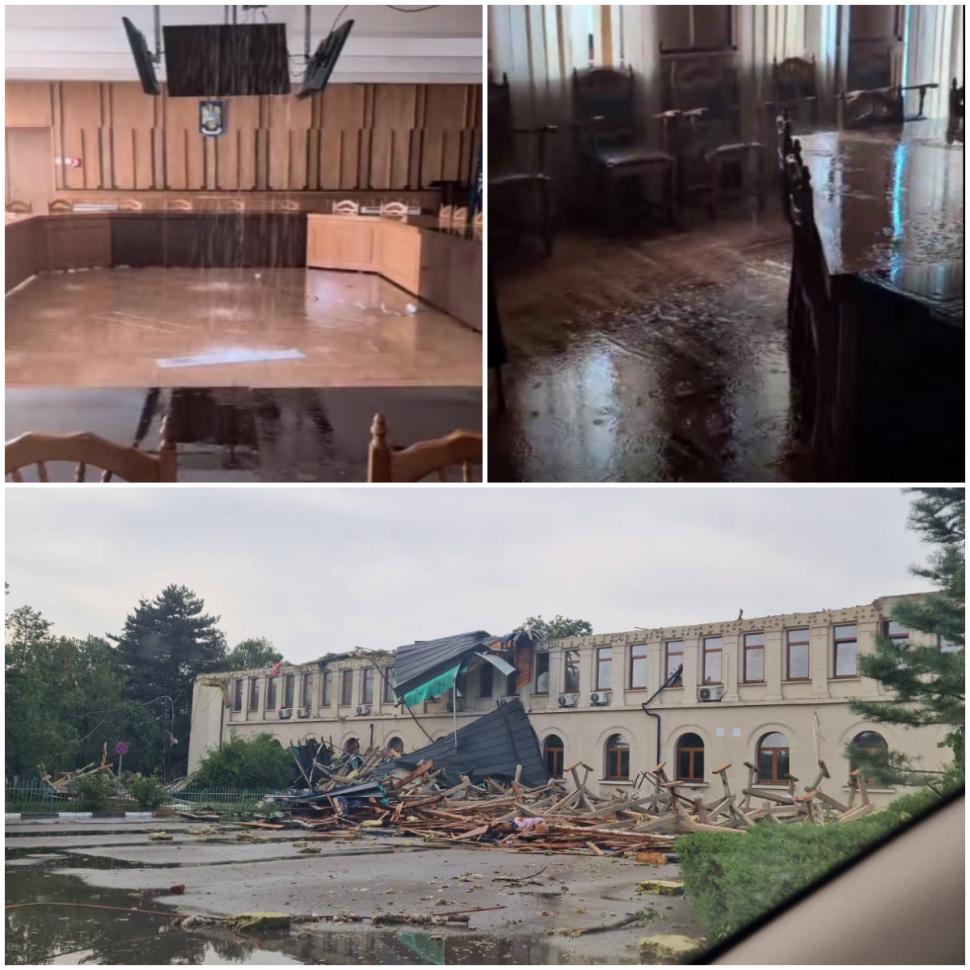 MAI, anchetă la Academia de Poliţie, după pagubele mari provocate de furtună. Acoperişul a fost smuls şi sălile au fost inundate 990733