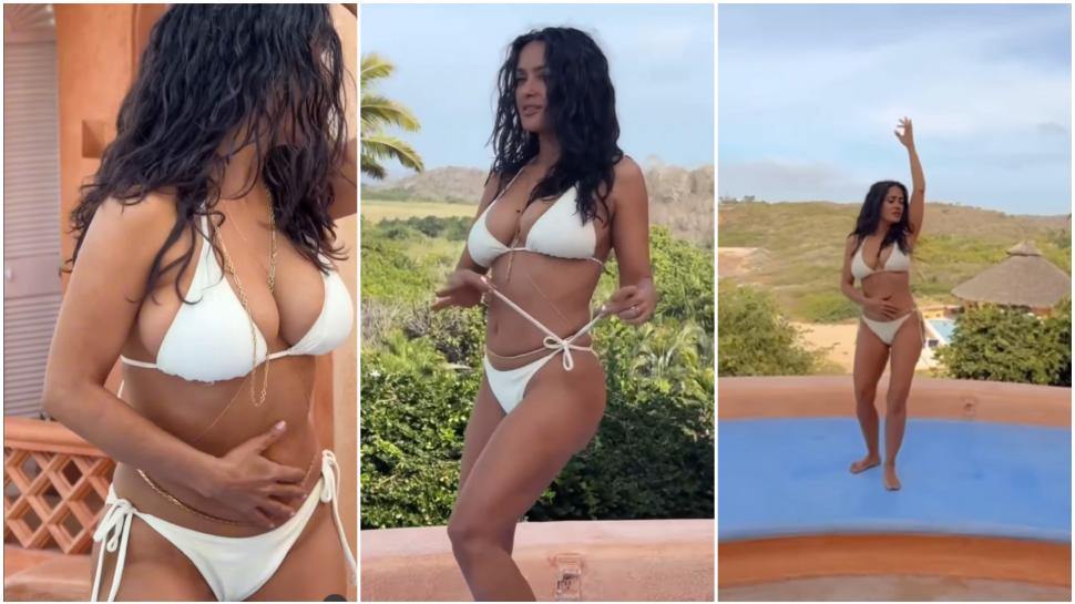 Imagini senzaționale cu Salma Hayek care sărbătorește dansând în bikini. Actrița are 58 de ani 993153