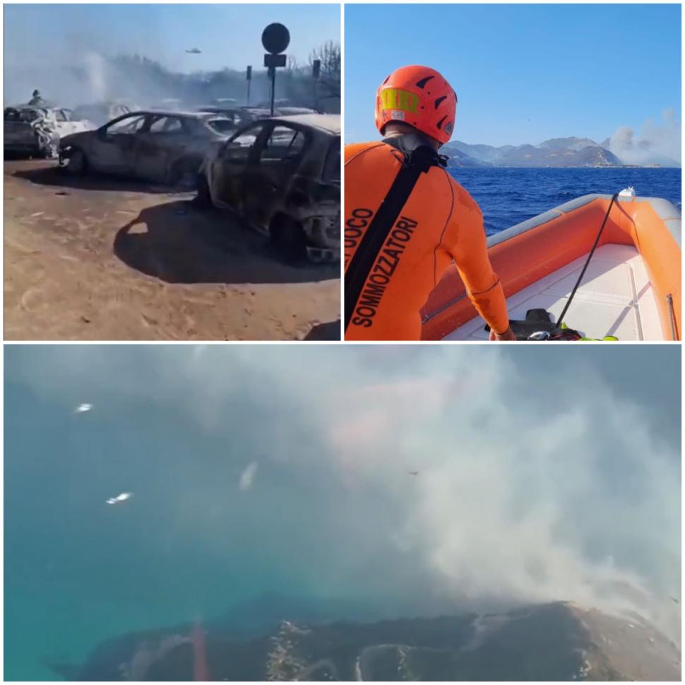 Imagini apocaliptice cu incendiile de vegetaţie din Europa. Zeci de turişti, evacuaţi de pe plaje cu bărci şi elicoptere în Italia 993798