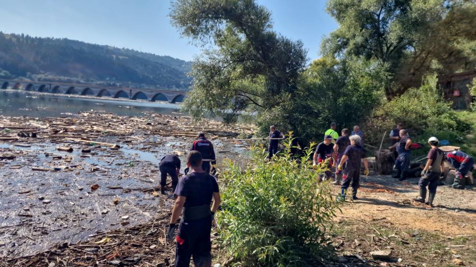 Apele Române şi Hidroelectrica au început să cureţe Barajul Bicaz de leşuri, deşeuri şi buşteni 995616