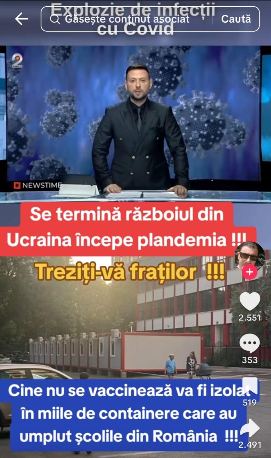 România nu a intrat în război miercuri, dar a început o altă campanie de manipulare pe Tiktok : minciuna cu noul Covid 1004064