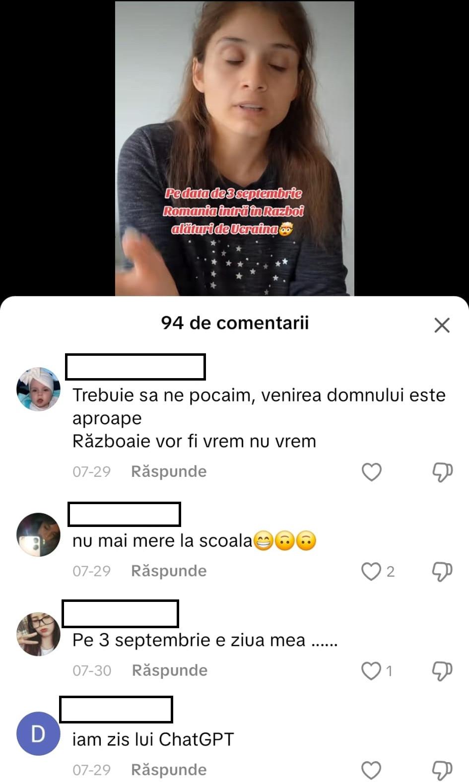 România nu a intrat în război miercuri, dar a început o altă campanie de manipulare pe Tiktok : minciuna cu noul Covid 1004067
