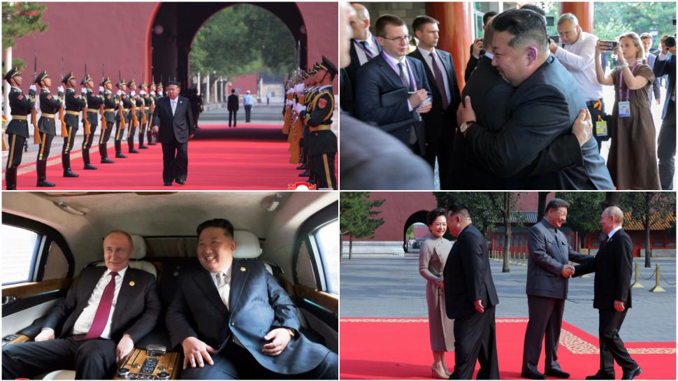 Kim Jong Un se laudă că a fost în centrul atenției în China și a postat zeci de imagini cu el râzând și îmbrățișându-se cu Xi și Putin 1004326