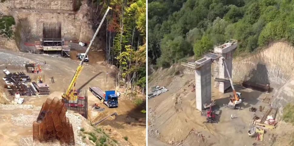 Imagini de pe șantierul Autostrăzii Sibiu-Piteşti. Pe Secțiunea 3 se folosește o tehnologie cum nu a mai existat în România 1006094