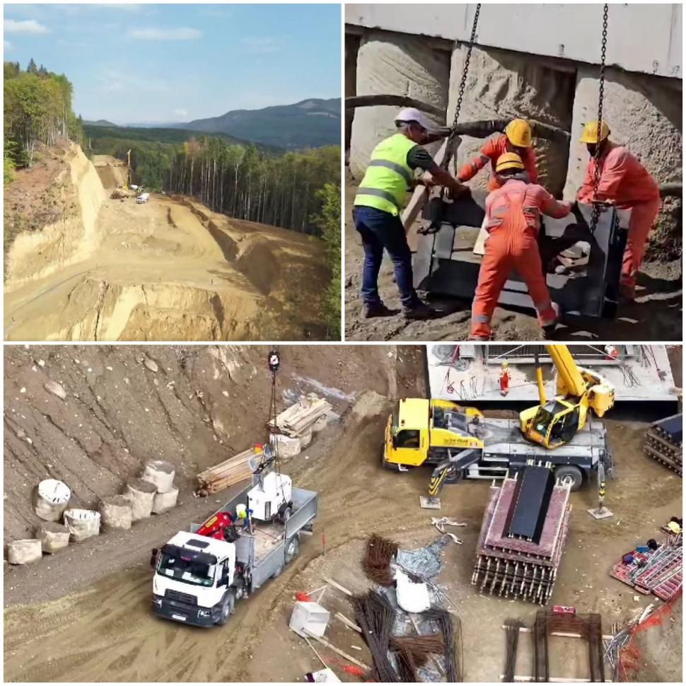 Imagini de pe șantierul Autostrăzii Sibiu-Piteşti. Pe Secțiunea 3 se folosește o tehnologie cum nu a mai existat în România 1006095