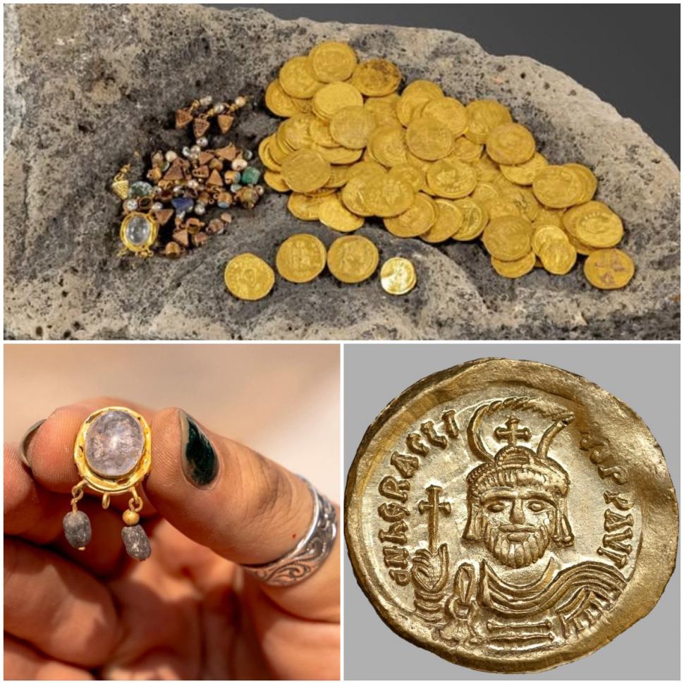 O comoară cu bijuterii şi monede bizantine din aur, vechi de 1.400 de ani, a fost descoperită în Israel 1010241