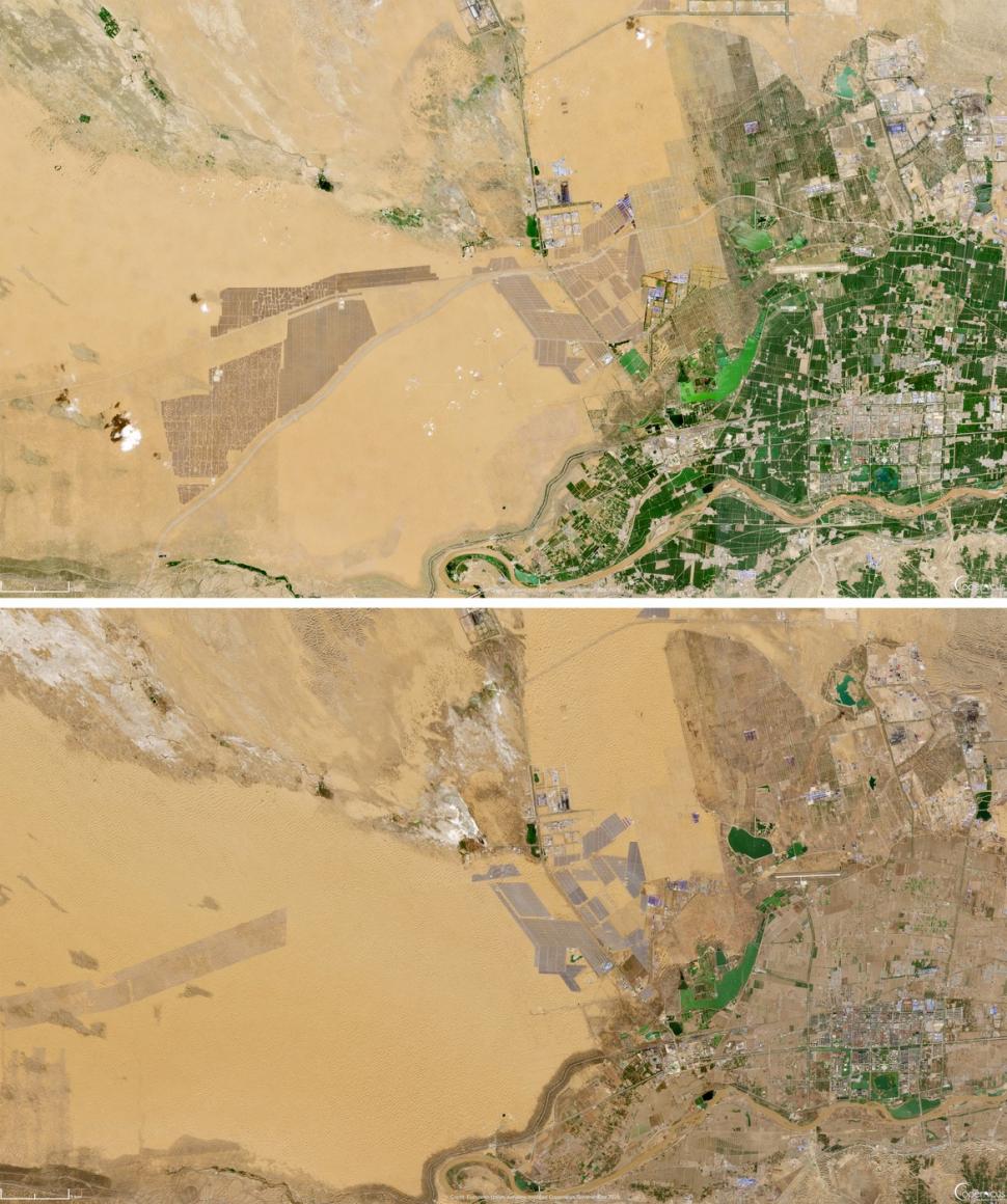 Cum se văd din satelit sute de mii de panouri solare. Uriașele ferme întinse cât Parisul se află în deșert 1010274