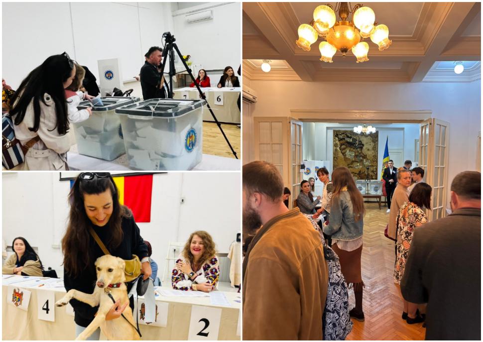 Imagini din secțiile de vot din România. Cetățenii moldoveni au venit cu mic, cu mare la urne. Ambasada: Se așteaptă 2-3 minute 1010599