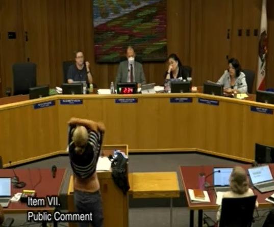 O femeie s-a enervat pe noile reguli de la vestiarele din școli și s-a dezbrăcat până la bikini în ședința consiliului școlar 1011237