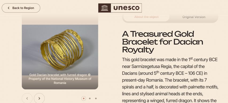 Coiful de la Coţofeneşti se întoarce în muzeu. În muzeul virtual al UNESCO 1011524