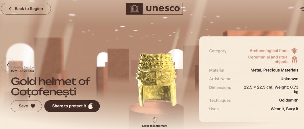 Coiful de la Coţofeneşti se întoarce în muzeu. În muzeul virtual al UNESCO 1011525