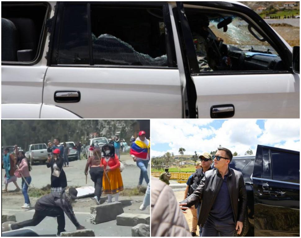 Momentul în care mașina președintelui Ecuadorului e atacată de sute de persoane. Au fost găsite inclusiv urme de gloanțe 1013100