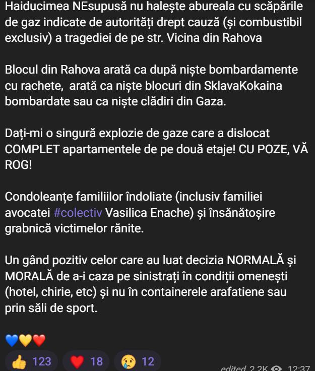 Avalanșă de postări halucinante despre explozia din Rahova. SRI: O campanie de dezinformare coordonată 1016558