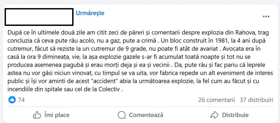 Avalanșă de postări halucinante despre explozia din Rahova. SRI: O campanie de dezinformare coordonată 1016567