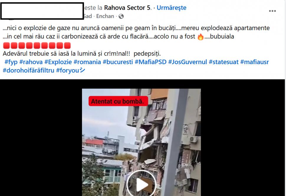 Avalanșă de postări halucinante despre explozia din Rahova. SRI: O campanie de dezinformare coordonată 1016570