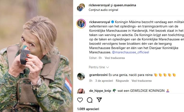 Regina Maxima a Ţărilor de Jos s-a vopsit pe faţă în culori de război şi a participat la antrenamente militare 1019188