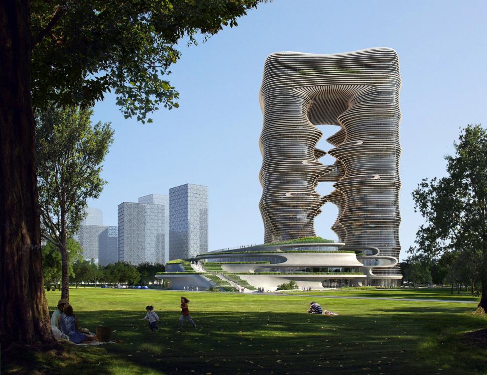 Două turnuri care se unesc în vârf, inspirate de munți şi canioane, se construiesc în Shenzen. Cum va arăta Yidan Center 1021416