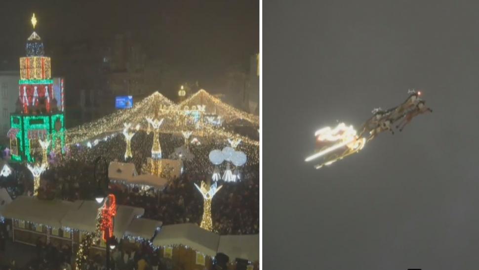 Zeci de mii de oameni au participat la deschiderea Târgului de Crăciun de la Craiova. Moşul s-a dat pe tiroliană, spre bucuria tuturor 1023627