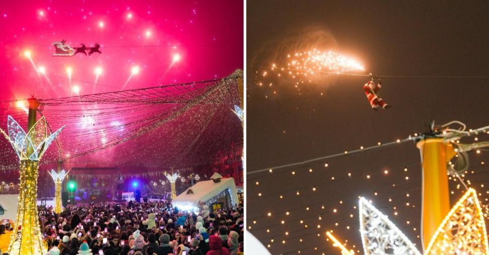 Zeci de mii de oameni au participat la deschiderea Târgului de Crăciun de la Craiova. Moşul s-a dat pe tiroliană, spre bucuria tuturor 1023628