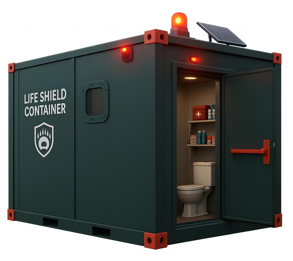 Japonezii scot pe piață un refugiu anti-urs, cu toaletă, curent și provizii pentru trei zile. Cum arată la interior containerul Kumacon 1024544