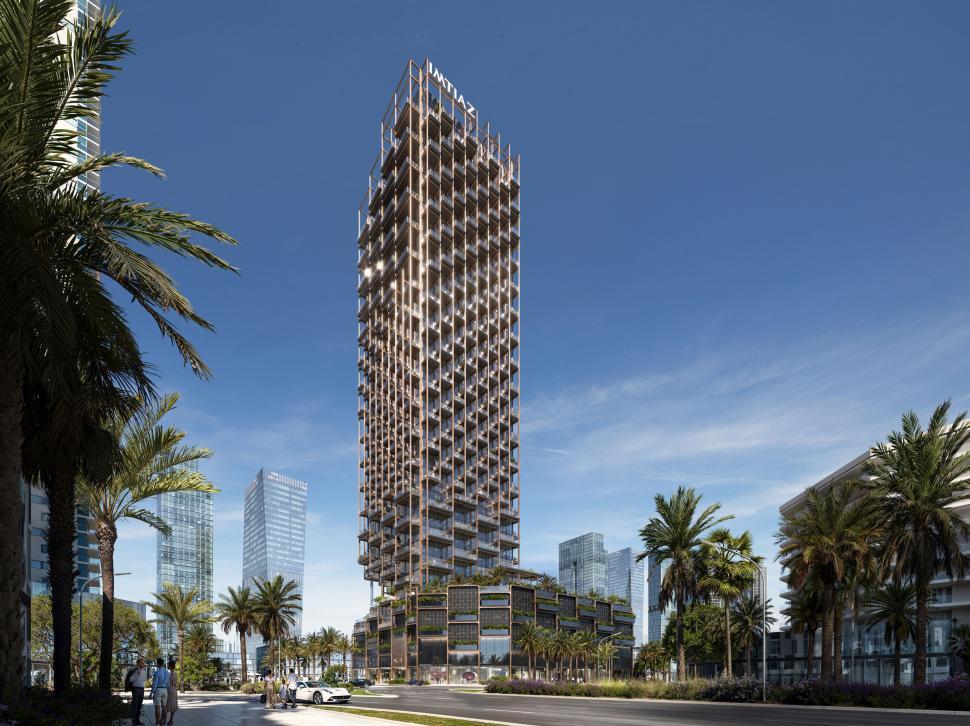 Un zgârie-nori „întors pe dos”, cu structură de exoschelet și terase cu piscine, se construiește în Dubai. Cum va arăta Symphony Tower 1025816