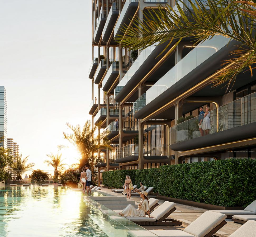 Un zgârie-nori „întors pe dos”, cu structură de exoschelet și terase cu piscine, se construiește în Dubai. Cum va arăta Symphony Tower 1025823