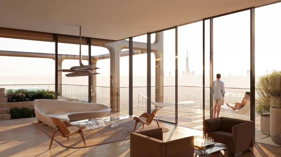 Un zgârie-nori „întors pe dos”, cu structură de exoschelet și terase cu piscine, se construiește în Dubai. Cum va arăta Symphony Tower 1025824