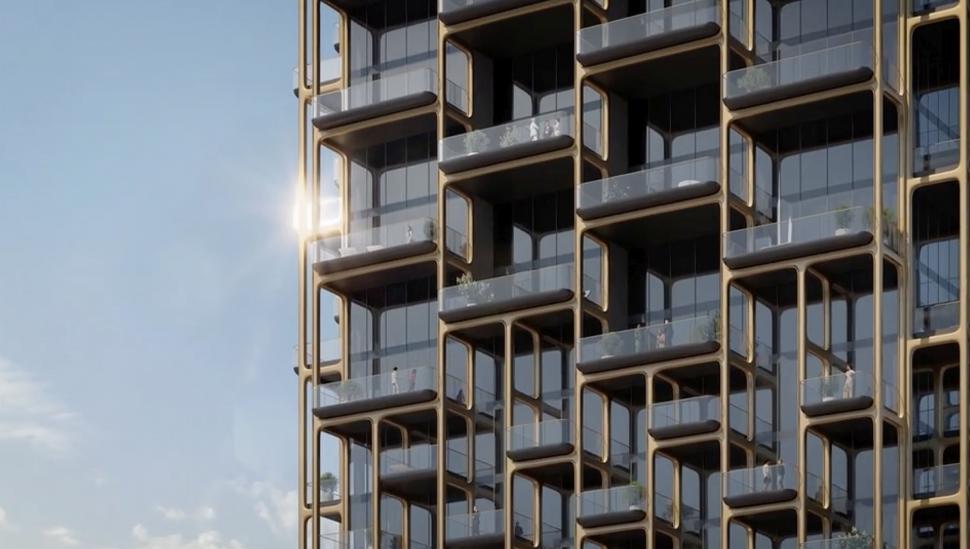 Un zgârie-nori „întors pe dos”, cu structură de exoschelet și terase cu piscine, se construiește în Dubai. Cum va arăta Symphony Tower 1025825