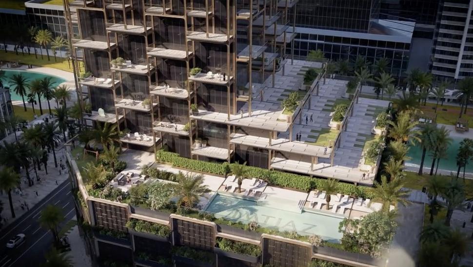 Un zgârie-nori „întors pe dos”, cu structură de exoschelet și terase cu piscine, se construiește în Dubai. Cum va arăta Symphony Tower 1025826