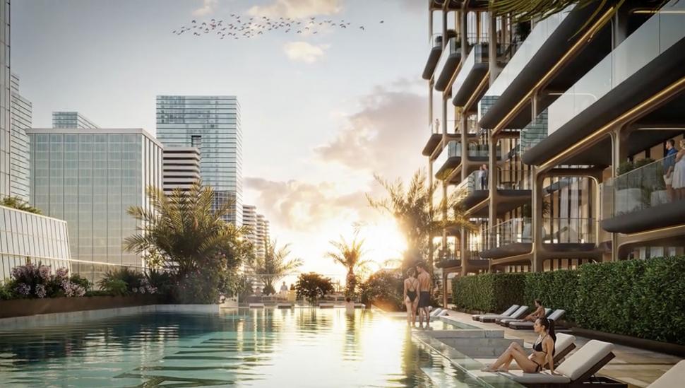 Un zgârie-nori „întors pe dos”, cu structură de exoschelet și terase cu piscine, se construiește în Dubai. Cum va arăta Symphony Tower 1025827