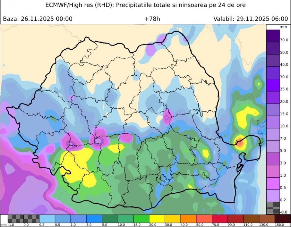Hărţi cu ciclonul mediteranean "ADEL" care loveşte sudul și estul Europei. ANM: Ploi însemnate și în zona de sud și sud-est a României  1026742