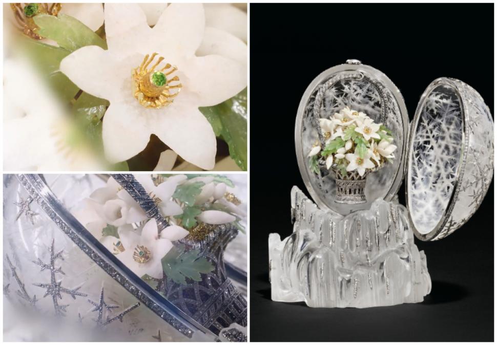 Cum arată în detaliu oul Fabergé rar, care a fost vândut la licitație la un preț record. Bijuteria Romanovilor are 4.500 de diamante 1028402