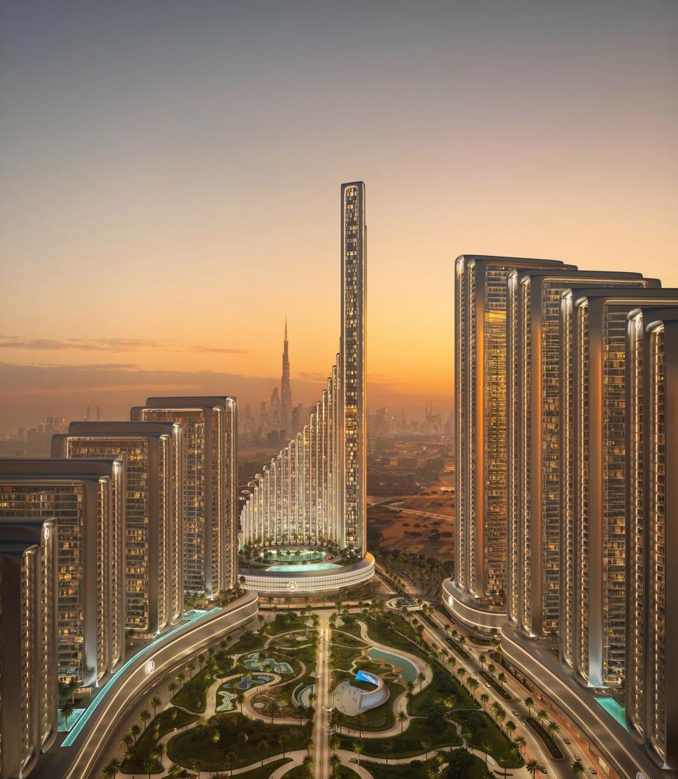 Primul „oraș Mercedes-Benz” din lume va fi construit în Dubai. Cum va arăta blocul zgârie-nori Vision Iconic înconjurat de 11 turnuri 1038815