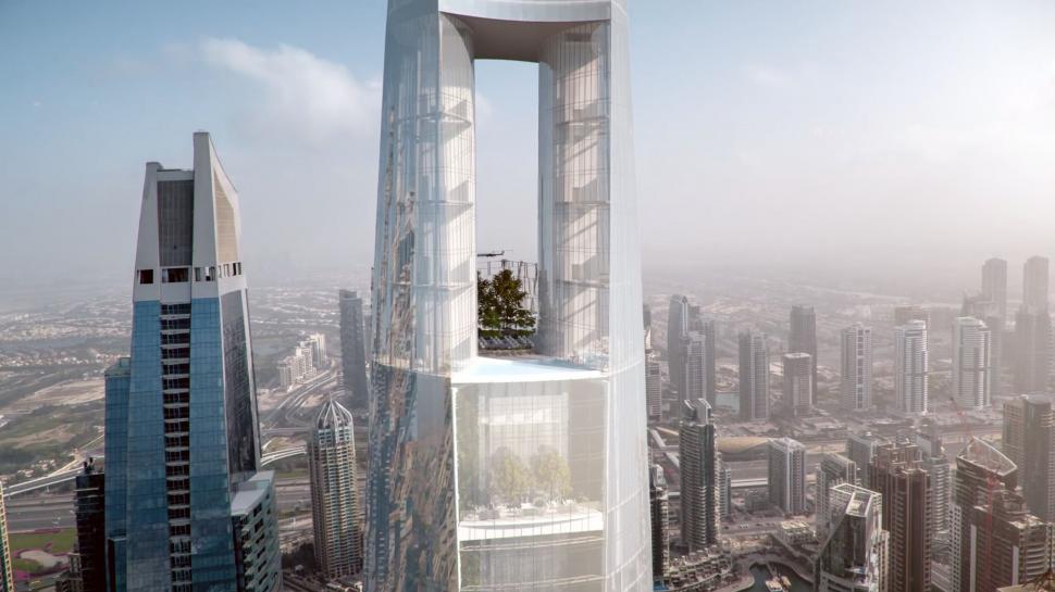 Cinci parașutiști zboară prin cel mai înalt hotel din lume, cu viteze de peste 200 km/h: Momentul e surprins în imagini „extraordinare” 1041560