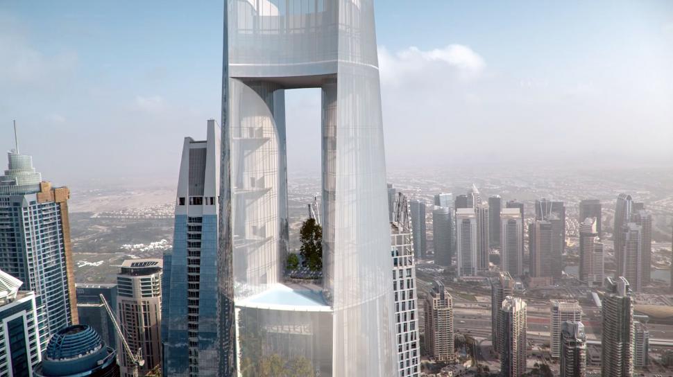 Cinci parașutiști zboară prin cel mai înalt hotel din lume, cu viteze de peste 200 km/h: Momentul e surprins în imagini „extraordinare” 1041561