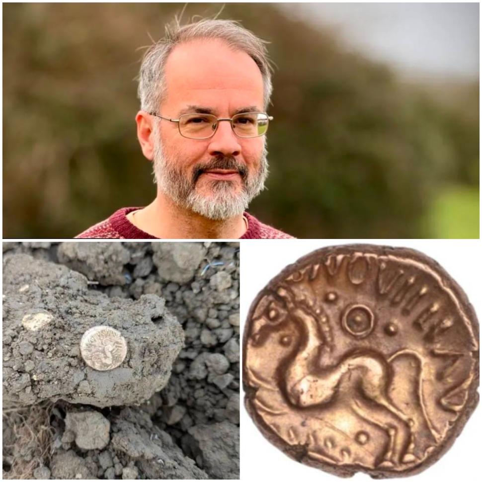 Un tezaur de monede de aur a fost descoperit de un profesor de istorie în timp ce folosea detectorul de metale pe un câmp din Anglia 1047446