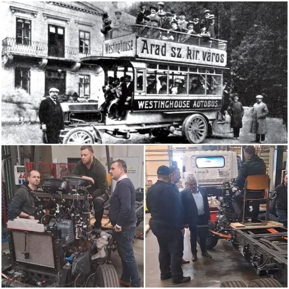 Primele imagini cu replica autobuzului etajat MARTA, fabricat la Arad în 1908: "Este conceput ca un spaţiu cultural mobil" 1050176