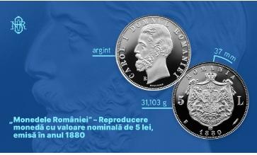 BNR lansează o reproducere din argint după moneda de 5 lei emisă în anul 1880. Cum arată 1053255