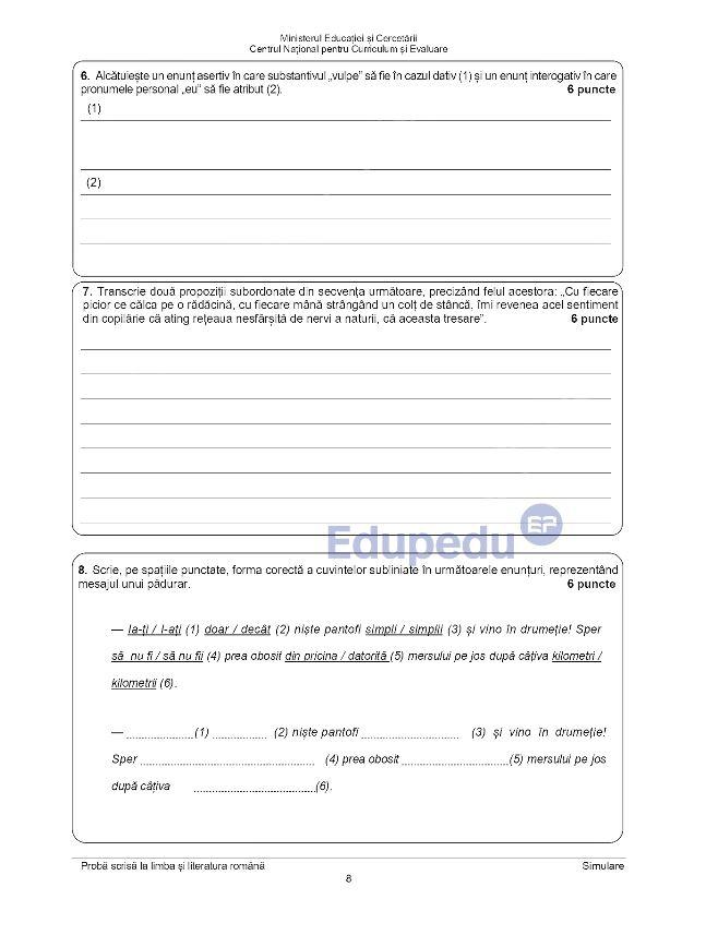 Prima probă din cadrul simulării Evaluării Naționale, boicotată de profesori. Subiectele de la Română primite de elevi 1053823